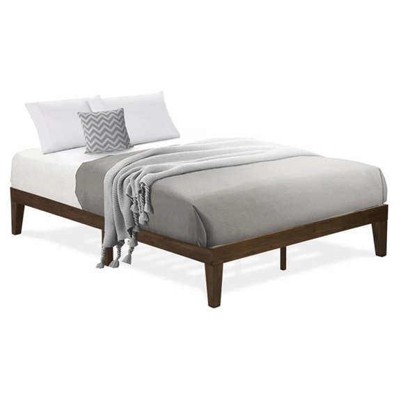 Pemberly Row Engineered Wood Full Platform Bed in Weathered Walnut