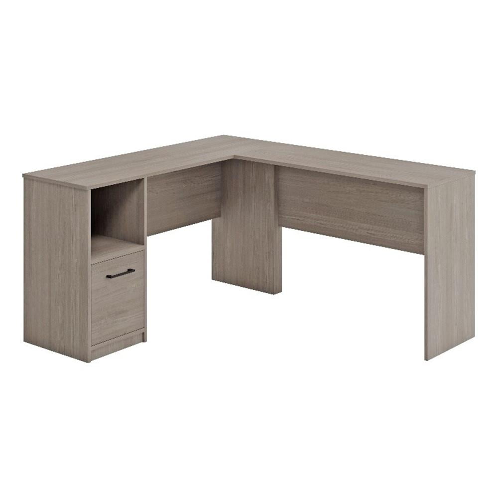 L Sharp Rows Pemberly Row Engineered Wood L-Desk in Silver Sycamore / Gray - Walmart.com