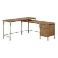 thumbnail image 1 of Pemberly Row Engineered Wood L-Shaped Desk in Sindoori Mango Brown/Gold, 1 of 17