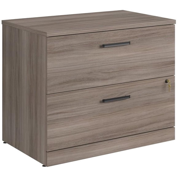 Pemberly Row Engineered Wood Lateral Filing Cabinet in Hudson Elm / Brown