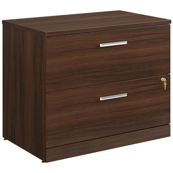 Pemberly Row Engineered Wood Lateral Filing Cabinet in Noble Elm/Brown