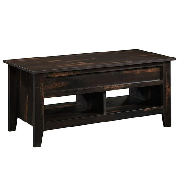 Pemberly Row Engineered Wood Lift-Top Coffee Table in Char Pine/Brown