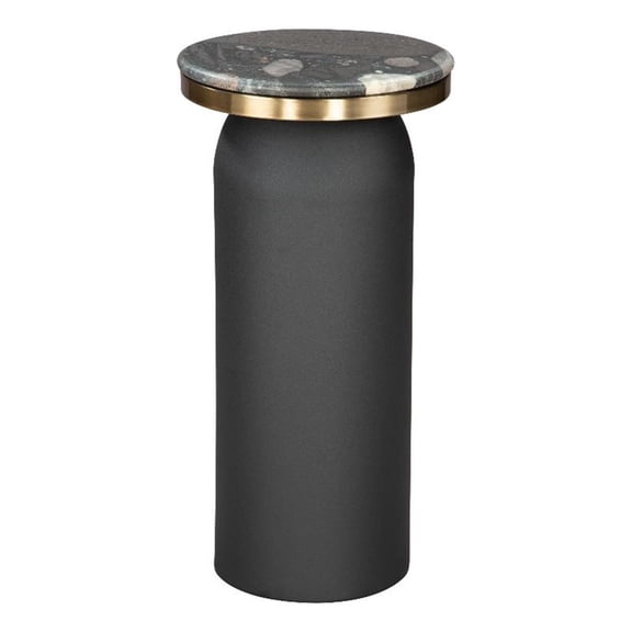 Pemberly Row Engineered Wood/Marble Top Round Drink Table in Multi-Color