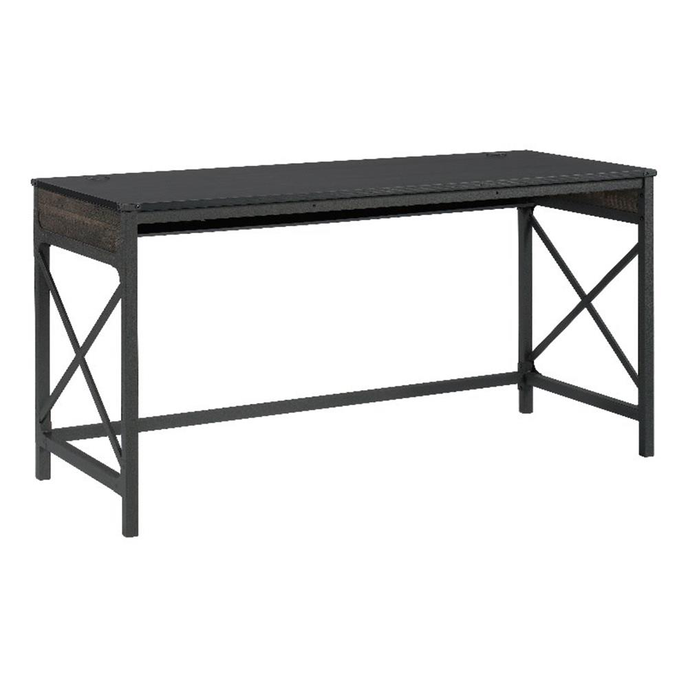 Pemberly Row Engineered Wood/Metal 60x24 Table Desk in Carbon Oak ...
