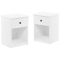 Pemberly Row Engineered Wood Nightstand with One Drawer in White (Set of 2)
