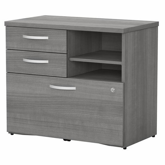 Pemberly Row Engineered Wood Office Storage Cabinet w/ Drawers - Platinum Gray
