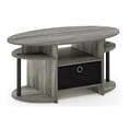 thumbnail image 1 of Pemberly Row Engineered Wood Oval Coffee Table with Bin in French Oak Gray/Black, 1 of 6
