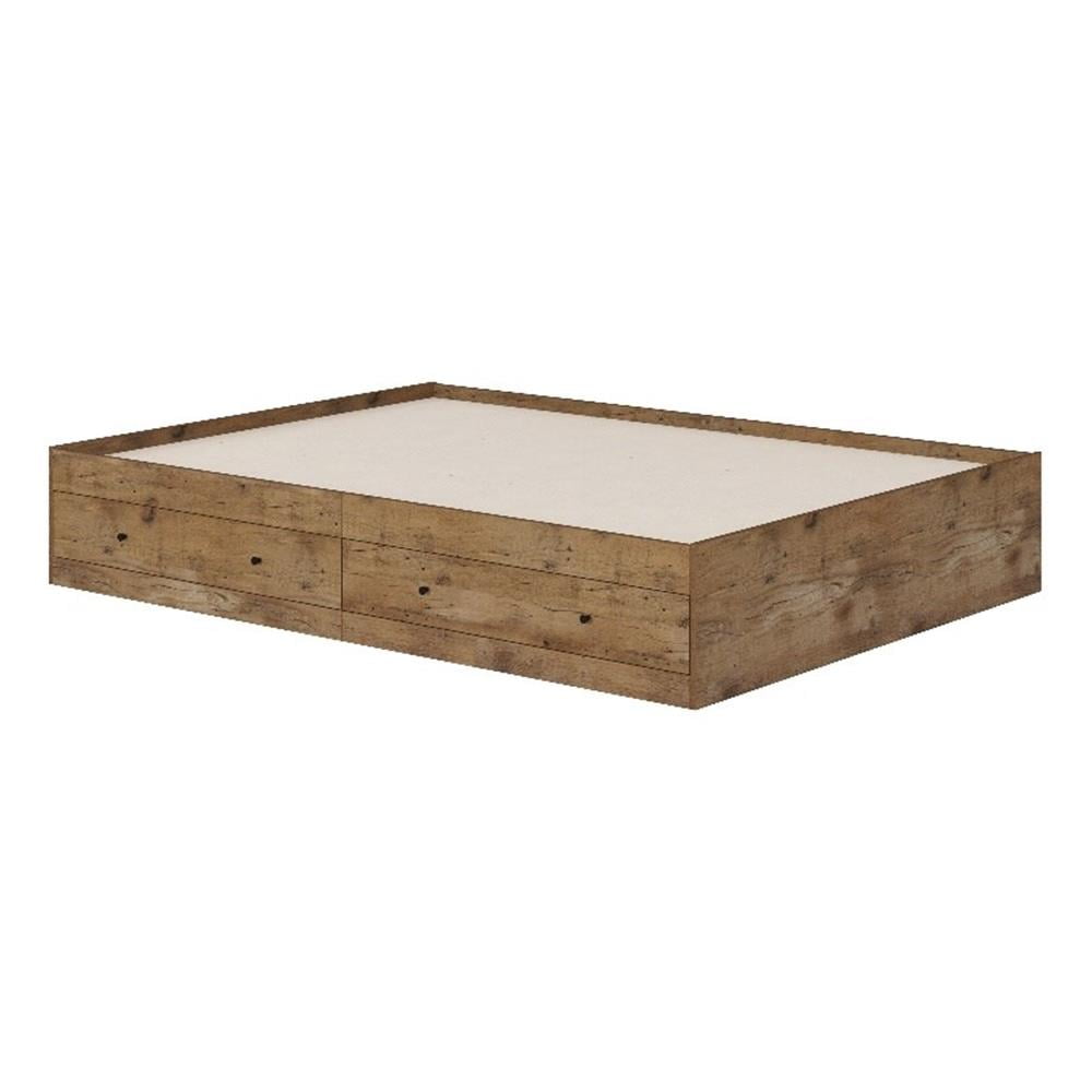 Vintage Oak Queen Storage Bed with Drawers