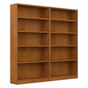Pemberly Row Engineered Wood Tall 5 Shelf Bookcase in Natural Cherry Set of 2