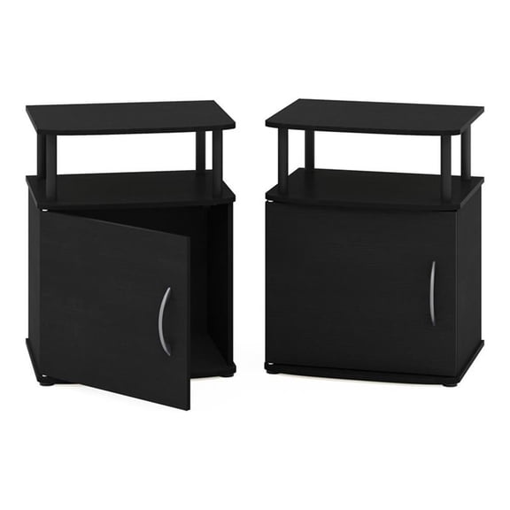 Pemberly Row Engineered Wood Utility Design End Table in Black (Set of 2)