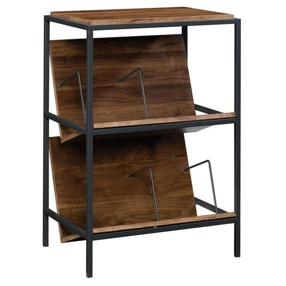 Pemberly Row Engineered Wood and Metal Accent Storage Cabinet in Walnut