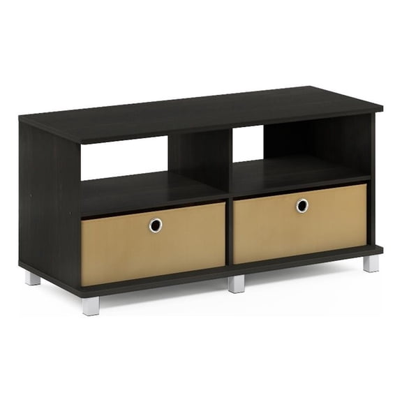 Pemberly Row Entertainment Center with Bin Drawers in Dark Espresso