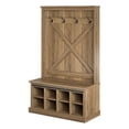 thumbnail image 1 of Pemberly Row Entryway Bench Hall Tree withShoe Storage in Rustic Oak, 1 of 8