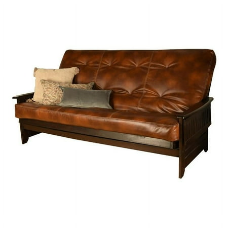 Pemberly Row Espresso Queen-size Futon with Saddle Brown Mattress