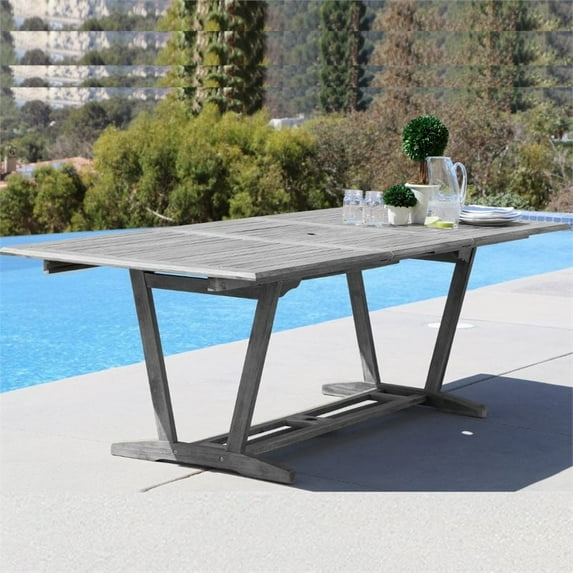 Pemberly Row Extendable Patio Dining Table in Gray