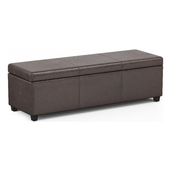 Pemberly Row Extra Large Storage Ottoman Bench - Brown Vegan Faux Leather