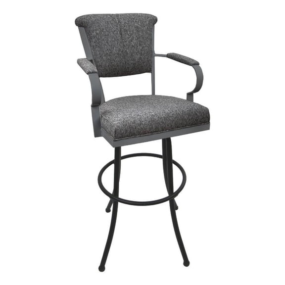 Pemberly Row Extra Tall 34" Fabric & Metal Bar Stools in Gray