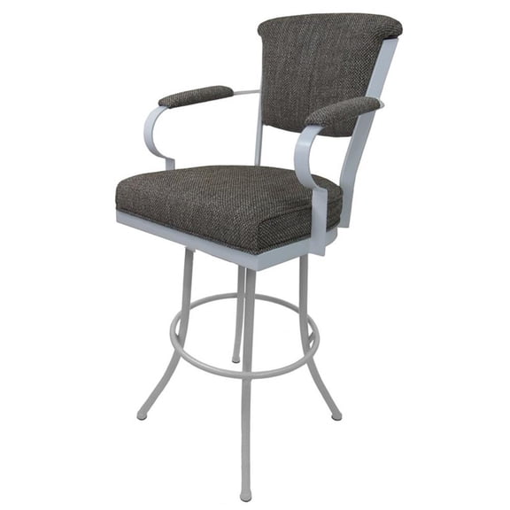 Pemberly Row Extra Tall 34" Metal Bar Stool - Noam Base in Cocoa with White