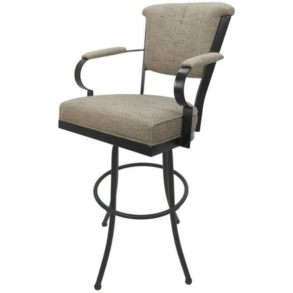 Pemberly Row Extra Tall 34" Metal Bar Stool on Noam Base in Grey