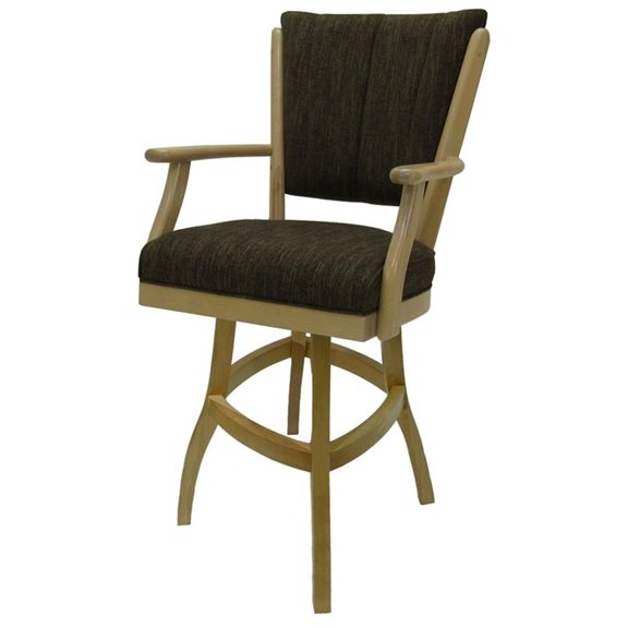 Pemberly Row Extra Tall 34" Solid Wood Bar Stool in Brown Fabric CT Frame