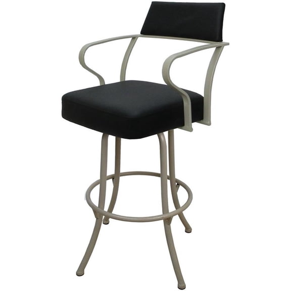 Pemberly Row Extra Tall 34" Swivel Metal Bar Stool in Black Vinyl Beige Frame