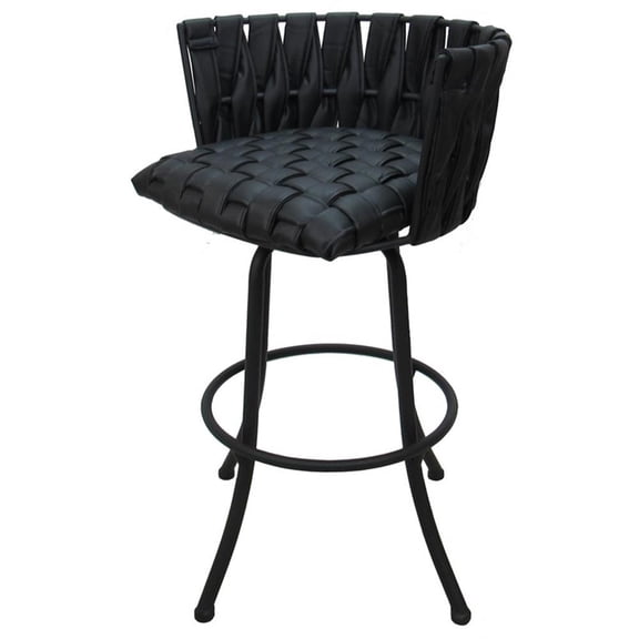 Pemberly Row Extra Tall Bar Stool 34" Seat in Black Vinyl Black Metal Base