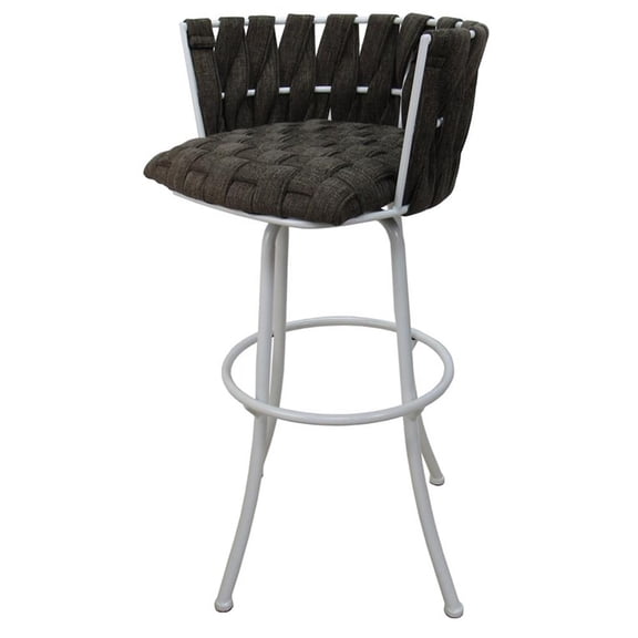 Pemberly Row Extra Tall Bar Stool 34" Seat in Sanora Brown Fabric White Metal
