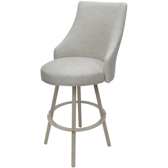 Pemberly Row Extra Tall Stool Swivel Metal 34" in Williams Stone Fabric Beige