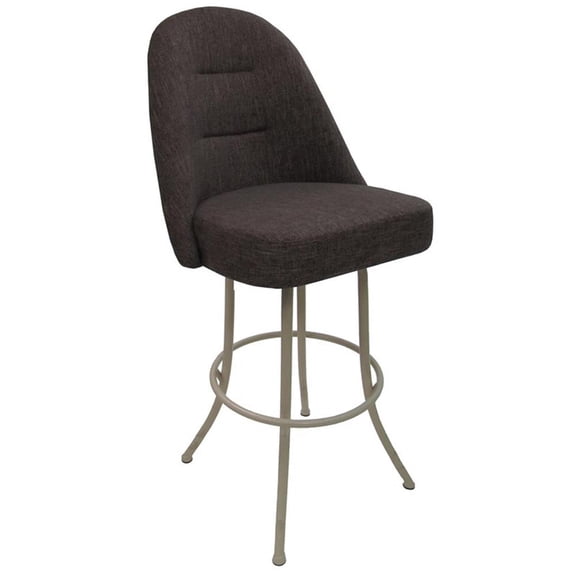 Pemberly Row Extra Tall Swivel Bar Stool 34" in Sanora Brown Fabric Beige Metal