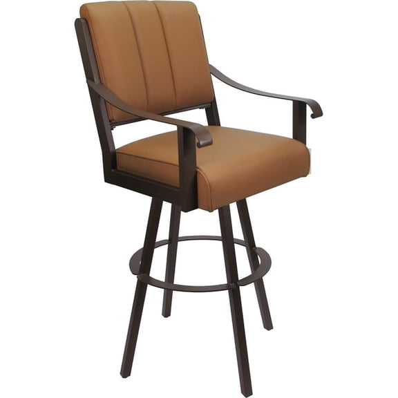 Pemberly Row Extra Tall Swivel Metal Bar Stool 34" Seat in Brown on Brown