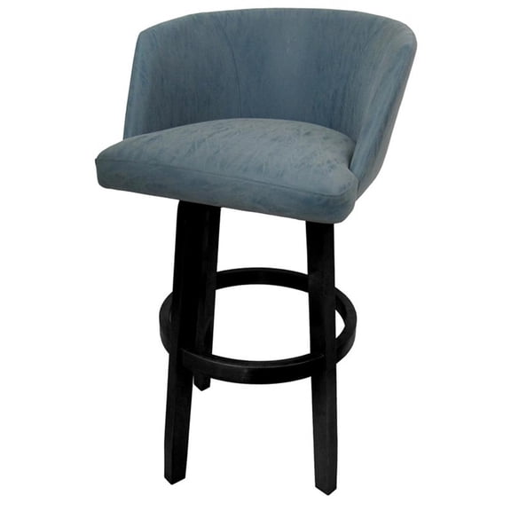 Pemberly Row Extra Tall Swivel Wood 34" Bar Stool in Turquoise Vinyl & Black