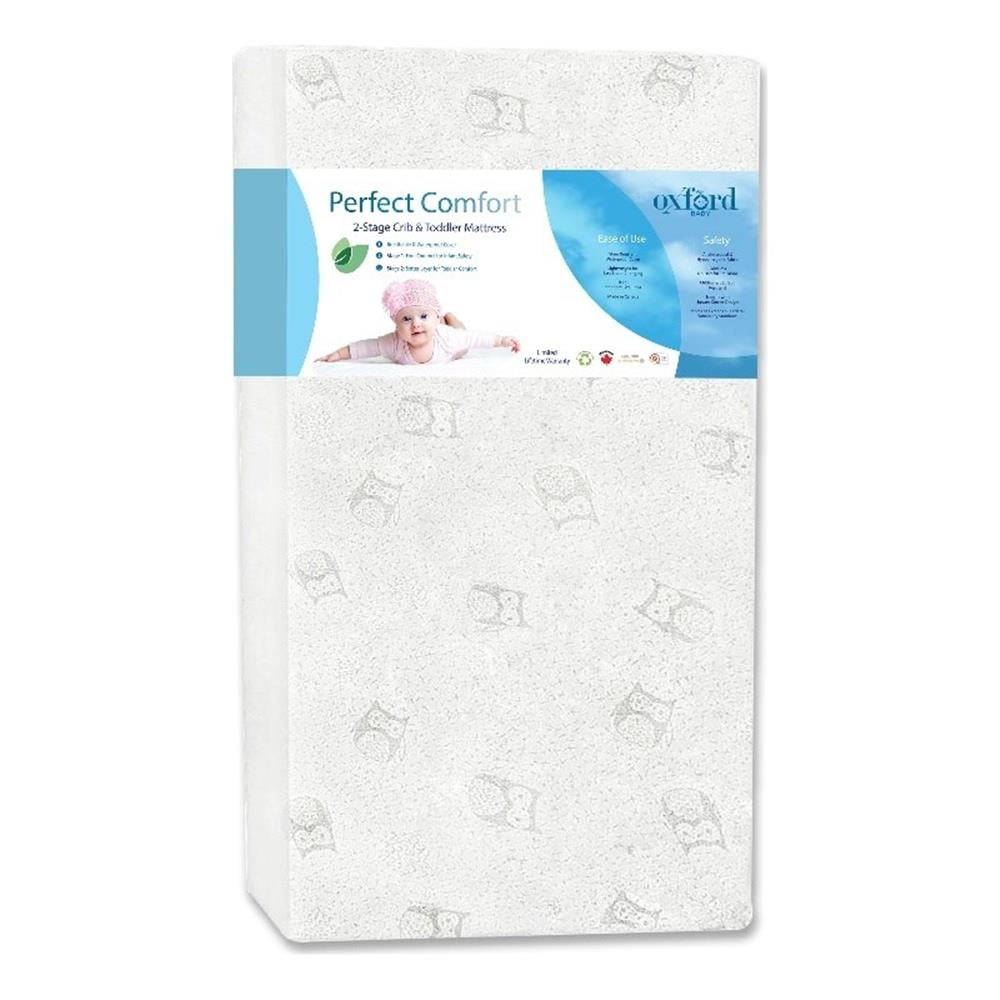 Pemberly Row Fabric 2-Stage Crib and Toddler Mattress in White