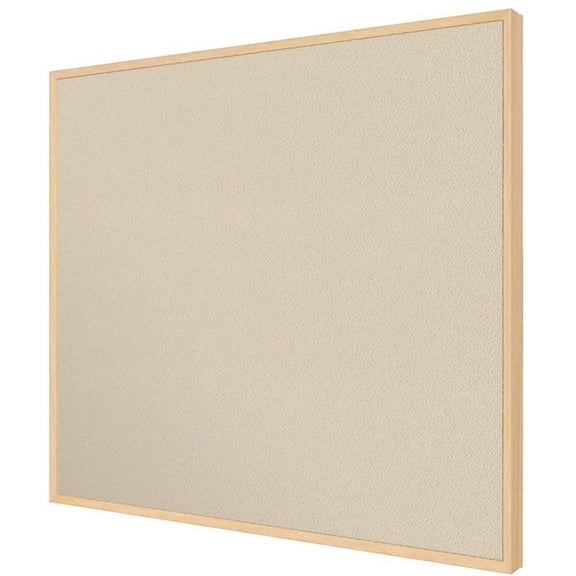 Pemberly Row Fabric 4' x 5' Bulletin Board with Maple Trim in Beige