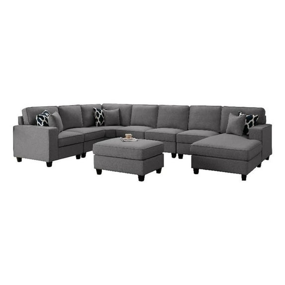 Pemberly Row Fabric Flexible Combination Module Reversible Sectional Sofa
