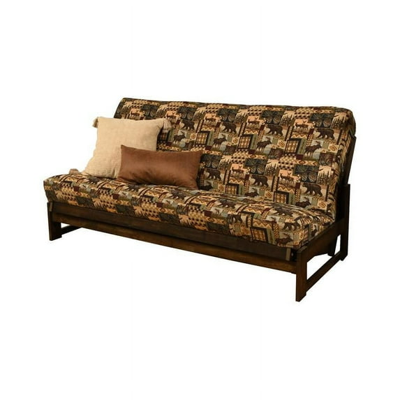 Pemberly Row Fabric Full Size Futon Cover in Multi-Color Peter's Cabin Print