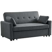 Pemberly Row Fabric Loveseat Pull out Sleeper Sofa Bed in Gray