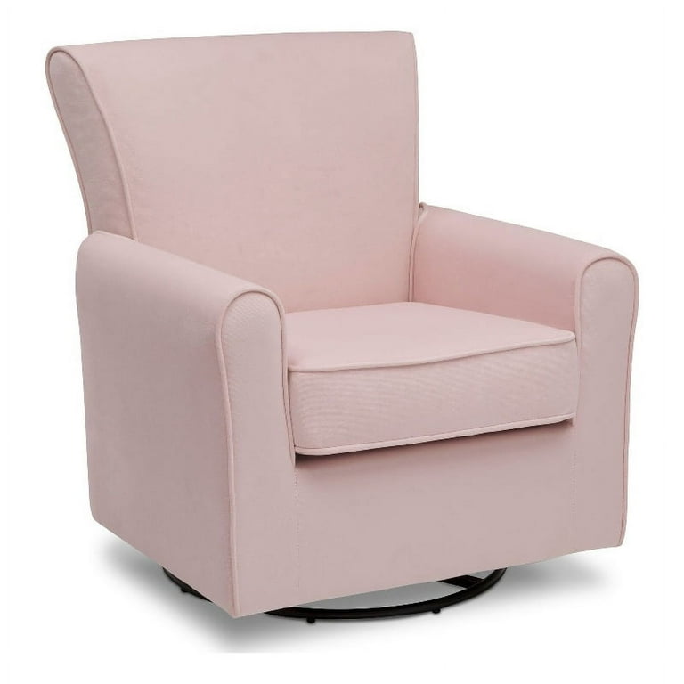 Pemberly Row Fabric Nursery Glider Swivel Rocker Chair in Blush Pink