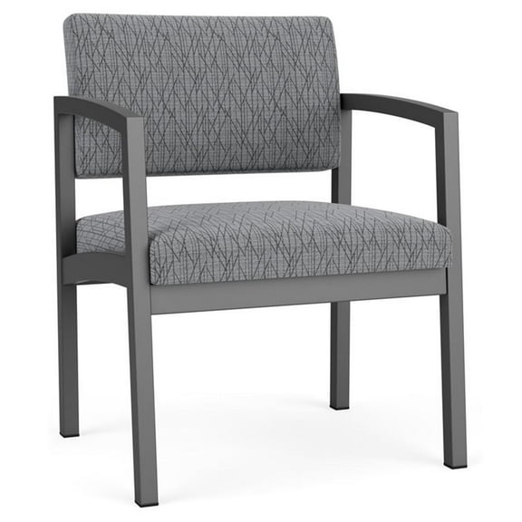 Pemberly Row Fabric Oversize Guest Chair in Charcoal/Adler Gray Flannel