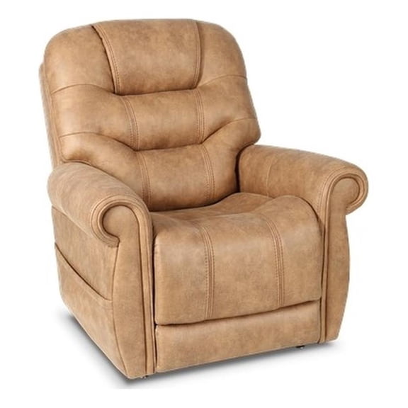 Pemberly Row Fabric Power Lift Recliner with 3 Zone Heat in Canyon Silt