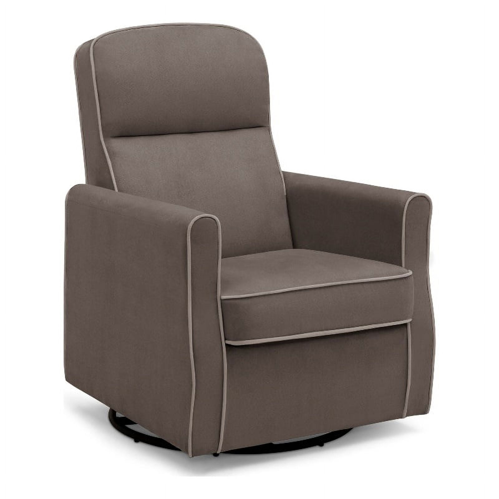 Pemberly Row Fabric Slim Nursery Glider Swivel Rocker Chair in Gray
