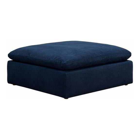 Pemberly Row Fabric Slipcovered Sectional Modular Ottoman in Navy