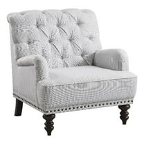 Pemberly Row Fabric Upholstered Accent Chair in Gray Striped Pattern