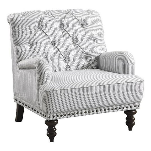 Pemberly Row Fabric Upholstered Accent Chair in Gray Striped Pattern