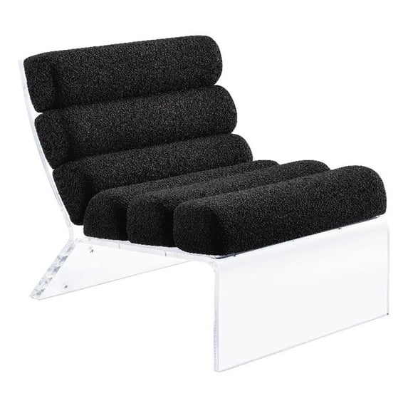 Pemberly Row Fabric Upholstered Accent Chair with Clear Acrylic Frame Black