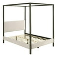 thumbnail image 1 of Pemberly Row Fabric Upholstered Eastern King Canopy Bed Vanilla and Bronze, 1 of 5