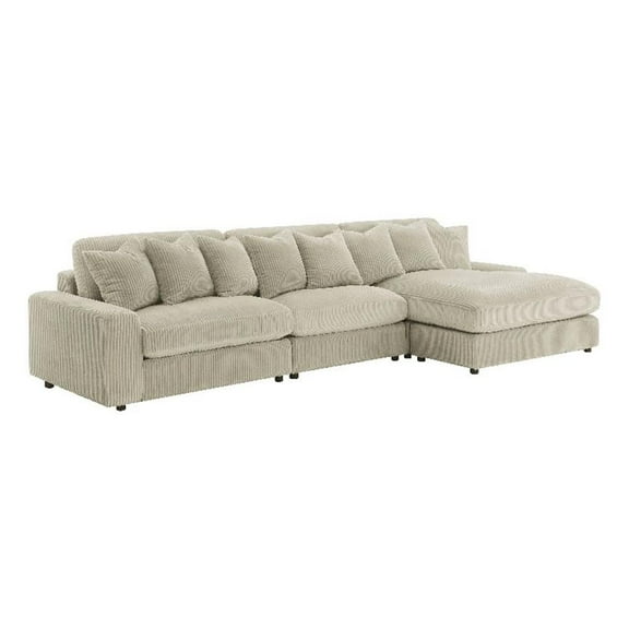 Pemberly Row Fabric Upholstered Reversible Sectional Sofa Set Sand