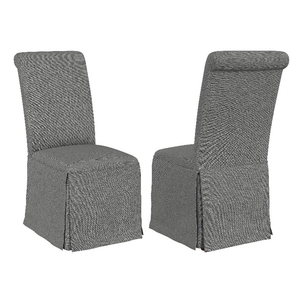 Pemberly Row Fabric Upholstered Skirted Dining Chairs in Light Gray ...