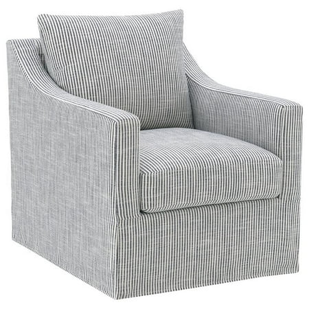 Pemberly Row Fabric Upholstered Sloped Arm Accent Swivel Chair in Gray