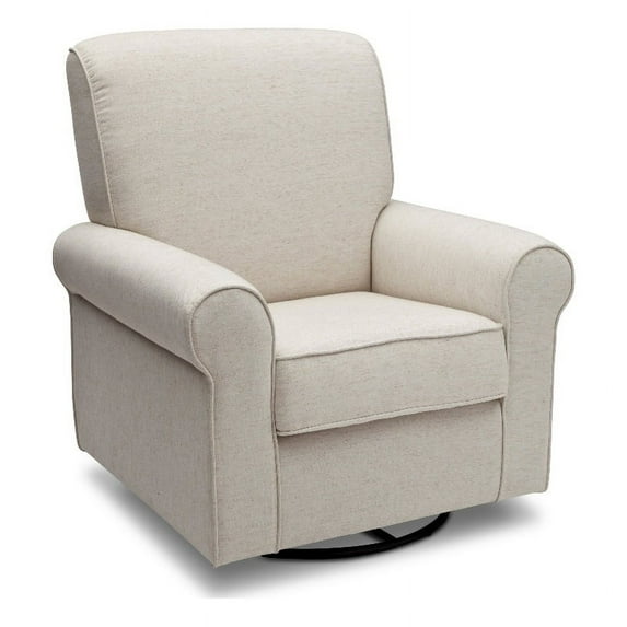 Pemberly Row Fabric Upholstered Swivel Glider Rocker Chair in Sand Beige