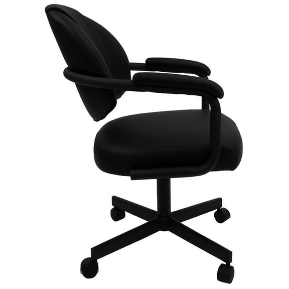 Pemberly Row Fabric Upholstered Swivel Tilt Dining Arm Chair in All Black